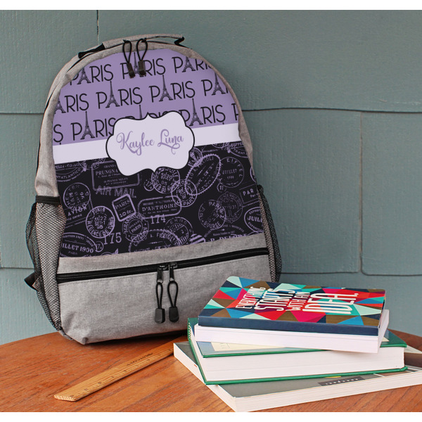 Custom Design - Large Backpack - Gray - On Desk