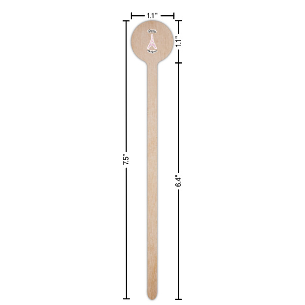 Custom Design - Wooden 7.5" Stir Stick - Round - Dimensions