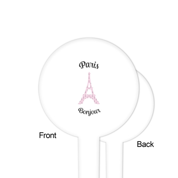 Custom Design - White Plastic 4" Food Pick - Round - Single Sided - Front & Back