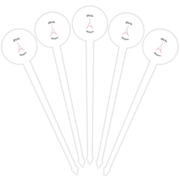 Custom Design - White Plastic 4" Food Pick - Round - Fan View