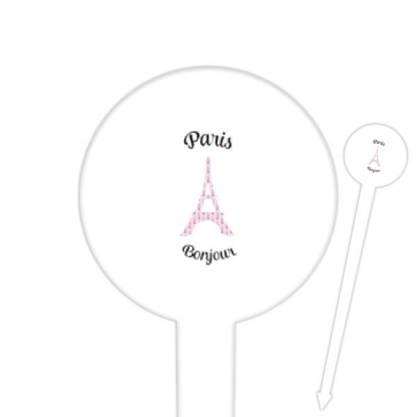 Custom Paris Bonjour and Eiffel Tower Round Plastic Food Picks (Personalized)