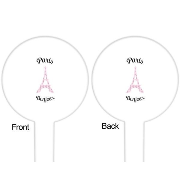 Custom Design - White Plastic 6" Food Pick - Round - Double Sided - Front & Back