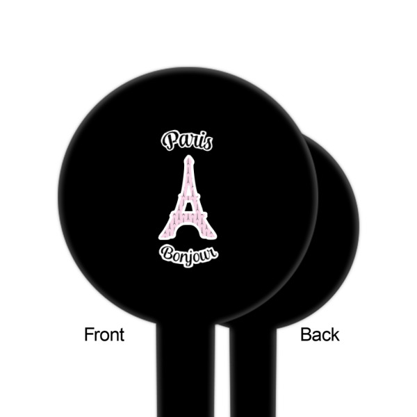 Custom Design - Black Plastic 6" Food Pick - Round - Single Sided - Front & Back
