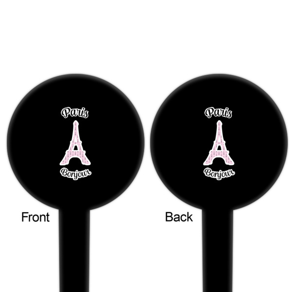 Custom Design - Black Plastic 6" Food Pick - Round - Double Sided - Front & Back