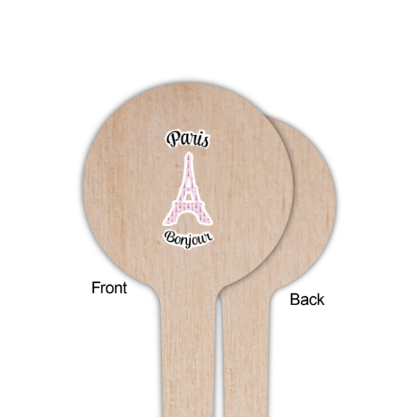 Custom Design - Wooden 4" Food Pick - Round - Single Sided - Front & Back