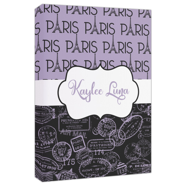 Custom Paris Bonjour and Eiffel Tower Canvas Print - 20x30 (Personalized)
