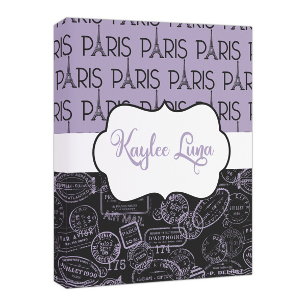 Custom Paris Bonjour and Eiffel Tower Canvas Print - 16x20 (Personalized)