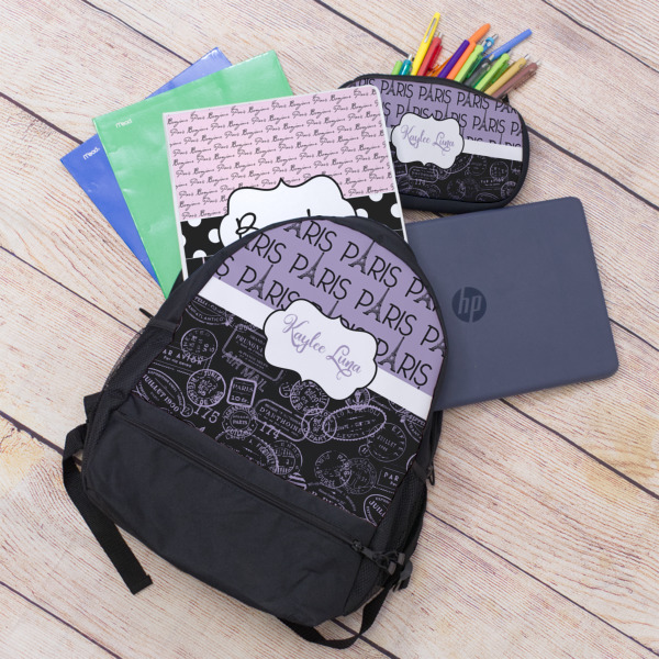 Custom Design - Large Backpack - Black - With Stuff