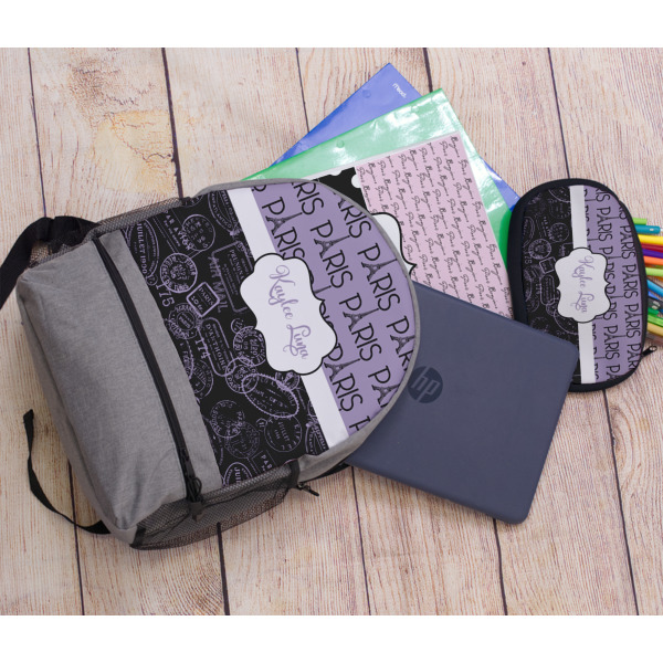 Custom Design - Large Backpack - Gray - With Stuff