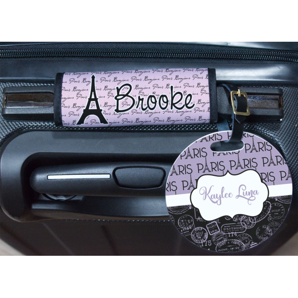 Custom Design - Round Luggage Tag & Handle Wrap - In Context