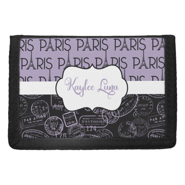 Custom Paris Bonjour and Eiffel Tower Trifold Wallet (Personalized)