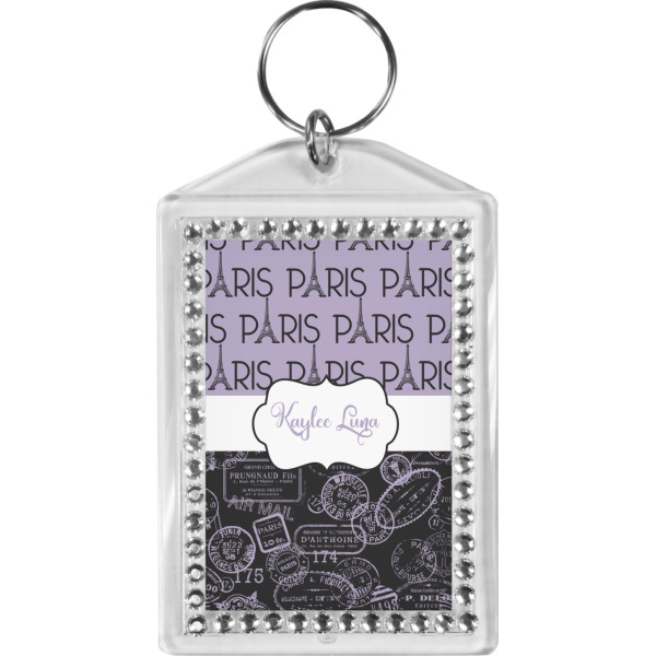 Custom Paris Bonjour and Eiffel Tower Bling Keychain (Personalized)