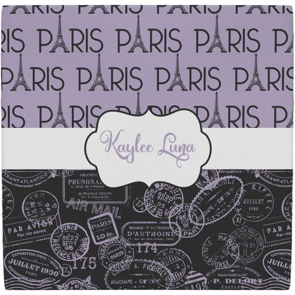 Custom Paris Bonjour and Eiffel Tower Ceramic Tile Hot Pad (Personalized)