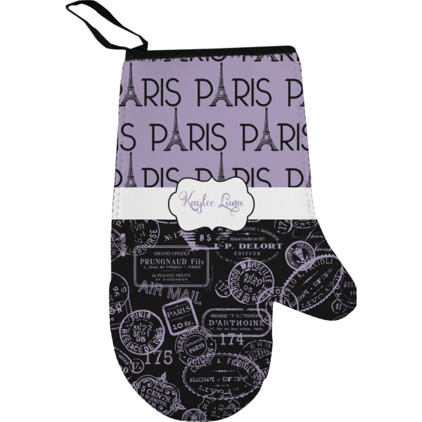 Custom Paris Bonjour and Eiffel Tower Oven Mitt (Personalized)