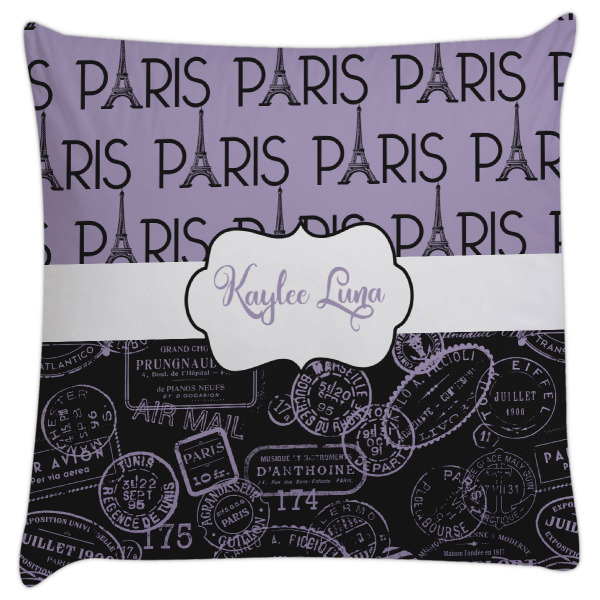 Custom Paris Bonjour and Eiffel Tower Decorative Pillow Case (Personalized)