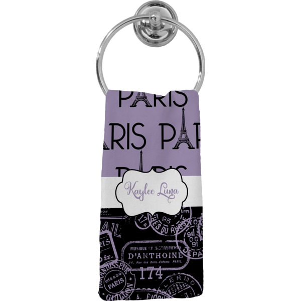 Custom Paris Bonjour and Eiffel Tower Hand Towel - Full Print (Personalized)