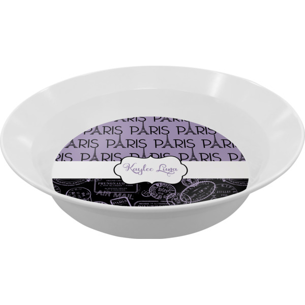 Custom Paris Bonjour and Eiffel Tower Melamine Bowl (Personalized)