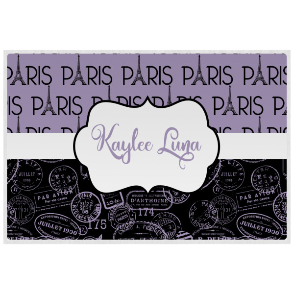 Custom Paris Bonjour and Eiffel Tower Laminated Placemat w/ Name or Text
