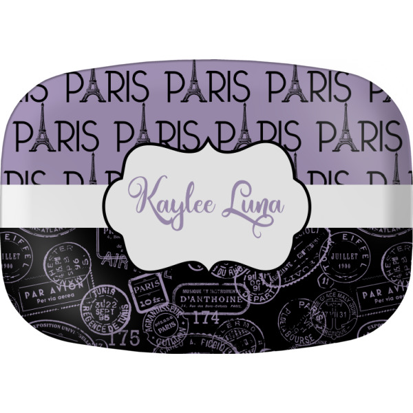 Custom Paris Bonjour and Eiffel Tower Melamine Platter (Personalized)