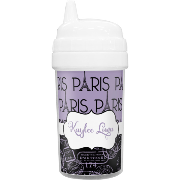 Custom Paris Bonjour and Eiffel Tower Sippy Cup (Personalized)