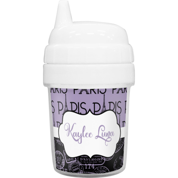Custom Paris Bonjour and Eiffel Tower Baby Sippy Cup (Personalized)