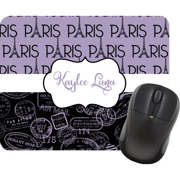 Custom Paris Bonjour and Eiffel Tower Rectangular Mouse Pad (Personalized)