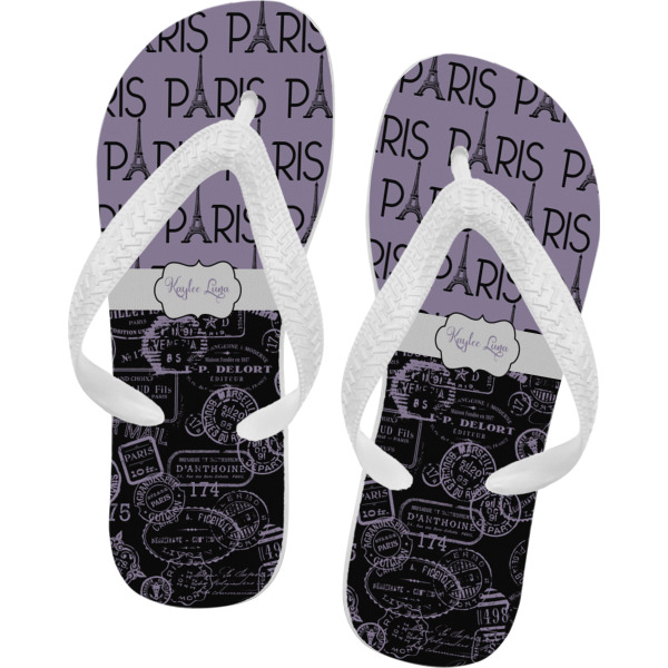 Custom Paris Bonjour and Eiffel Tower Flip Flops (Personalized)