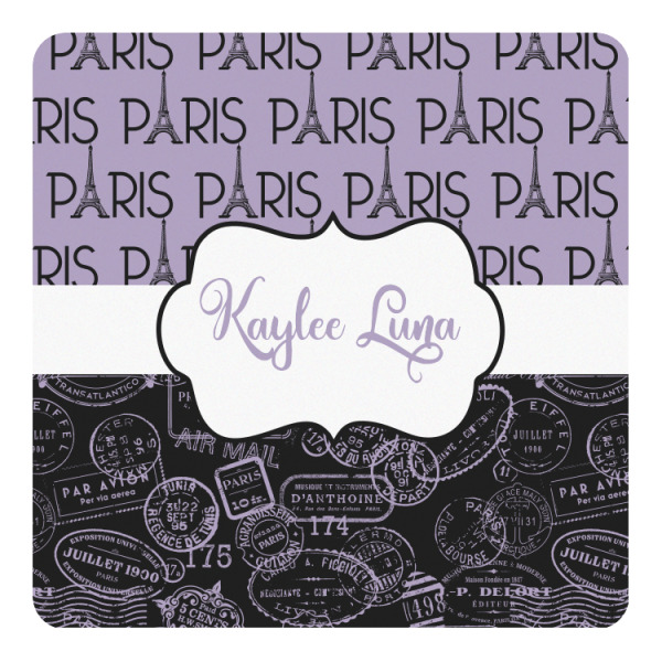 Custom Paris Bonjour and Eiffel Tower Square Decal (Personalized)