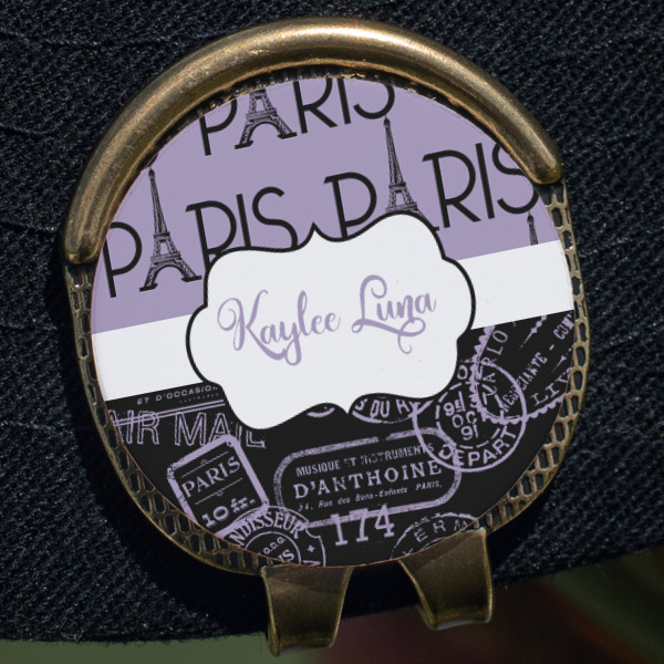 Custom Design - Golf Ball Marker Hat Clip - Gold - Close Up