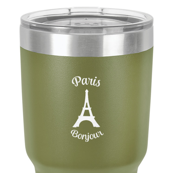 Custom Design - 30 oz Stainless Steel Ringneck Tumbler - Olive - Close Up