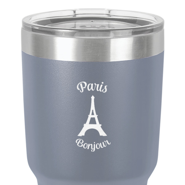 Custom Design - 30 oz Stainless Steel Ringneck Tumbler - Grey - Close Up