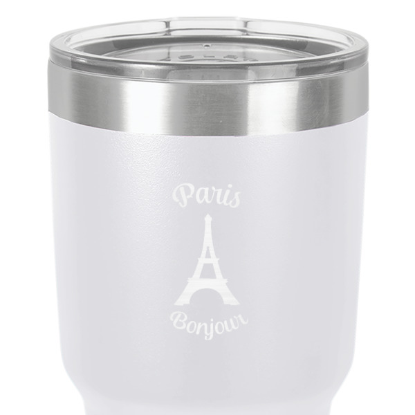 Custom Design - 30 oz Stainless Steel Ringneck Tumbler - White - Close Up