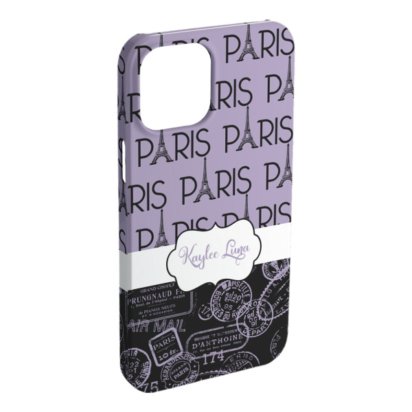 Custom Paris Bonjour and Eiffel Tower iPhone Case - Plastic (Personalized)