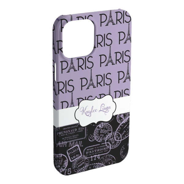Custom Paris Bonjour and Eiffel Tower iPhone Case - Plastic - iPhone 15 Plus (Personalized)