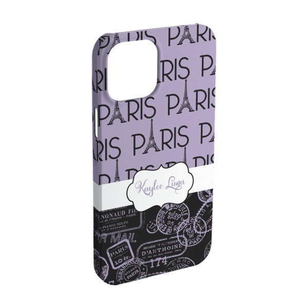 Custom Paris Bonjour and Eiffel Tower iPhone Case - Plastic - iPhone 15 (Personalized)
