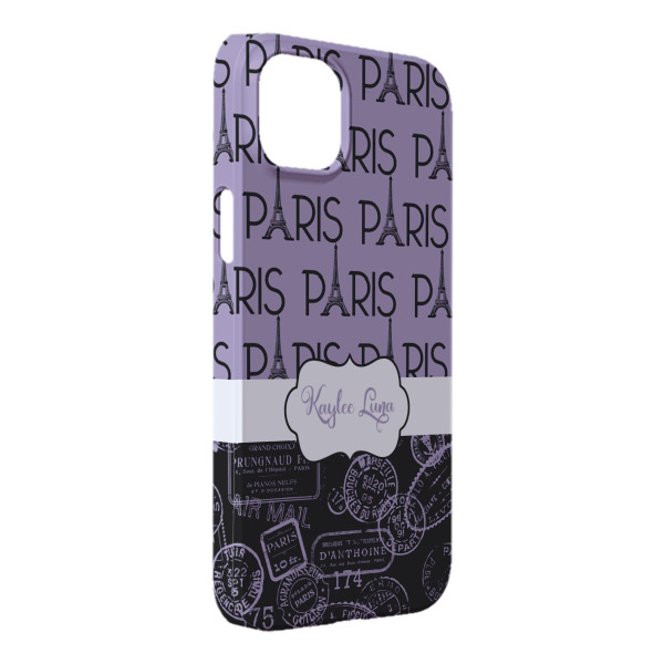 Custom Paris Bonjour and Eiffel Tower iPhone Case - Plastic - iPhone 14 Pro Max (Personalized)