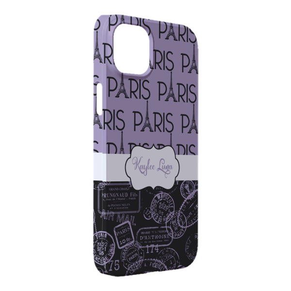 Custom Paris Bonjour and Eiffel Tower iPhone Case - Plastic - iPhone 14 Plus (Personalized)