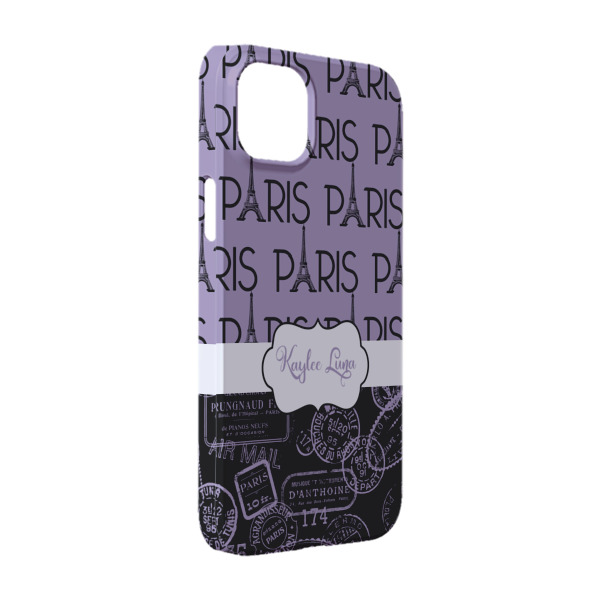 Custom Paris Bonjour and Eiffel Tower iPhone Case - Plastic - iPhone 14 Pro (Personalized)