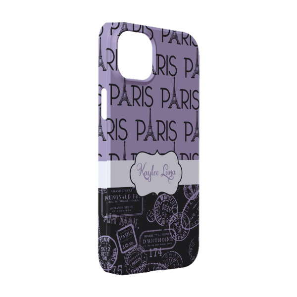 Custom Paris Bonjour and Eiffel Tower iPhone Case - Plastic - iPhone 14 (Personalized)