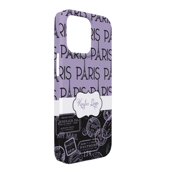 Custom Paris Bonjour and Eiffel Tower iPhone Case - Plastic - iPhone 13 Pro Max (Personalized)