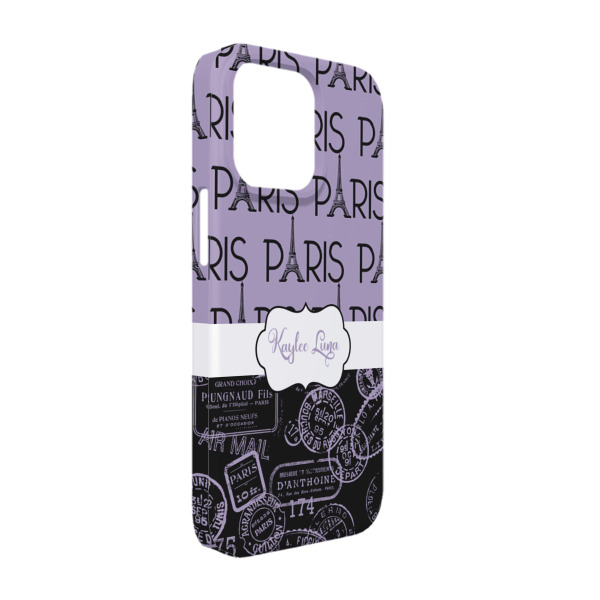 Custom Paris Bonjour and Eiffel Tower iPhone Case - Plastic - iPhone 13 (Personalized)
