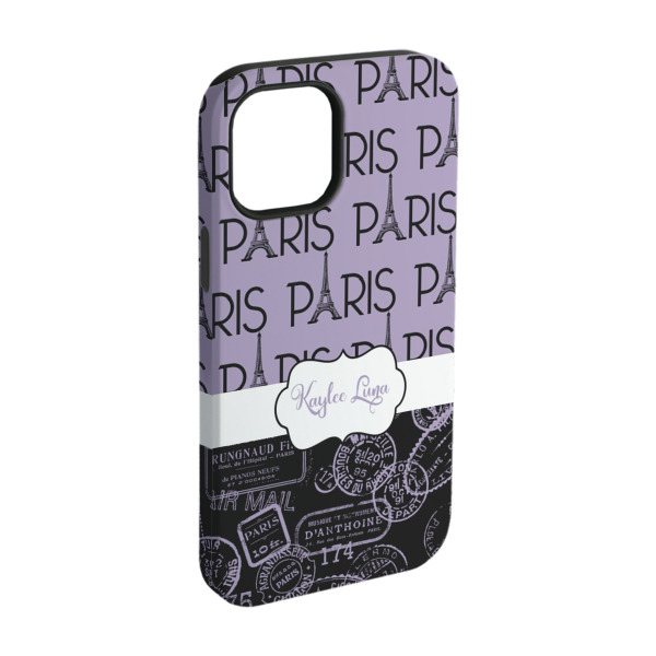Custom Paris Bonjour and Eiffel Tower iPhone Case - Rubber Lined - iPhone 15 Pro (Personalized)