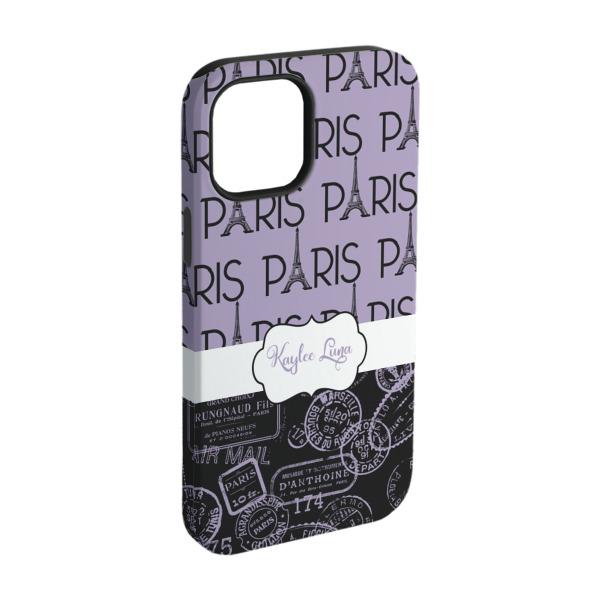 Custom Paris Bonjour and Eiffel Tower iPhone Case - Rubber Lined - iPhone 15 (Personalized)