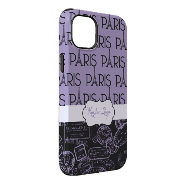 Custom Paris Bonjour and Eiffel Tower iPhone Case - Rubber Lined - iPhone 14 Pro Max (Personalized)