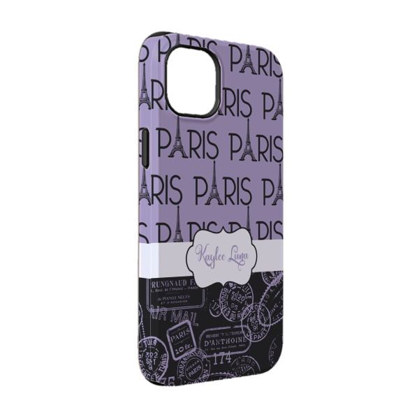 Custom Paris Bonjour and Eiffel Tower iPhone Case - Rubber Lined - iPhone 14 Pro (Personalized)