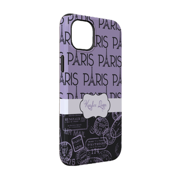 Custom Paris Bonjour and Eiffel Tower iPhone Case - Rubber Lined - iPhone 14 (Personalized)