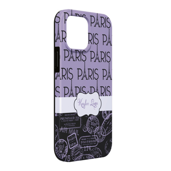 Custom Paris Bonjour and Eiffel Tower iPhone Case - Rubber Lined - iPhone 13 Pro Max (Personalized)