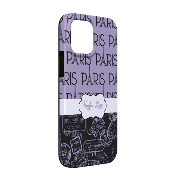 Custom Paris Bonjour and Eiffel Tower iPhone Case - Rubber Lined - iPhone 13 (Personalized)