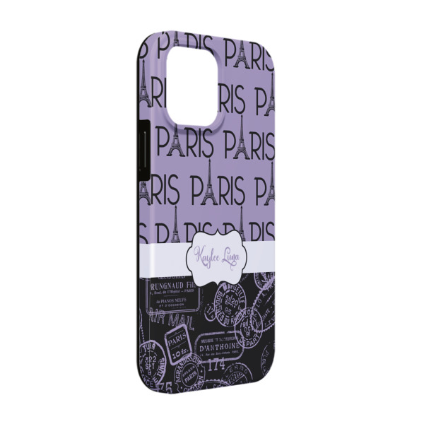 Custom Paris Bonjour and Eiffel Tower iPhone Case - Rubber Lined - iPhone 13 Pro (Personalized)
