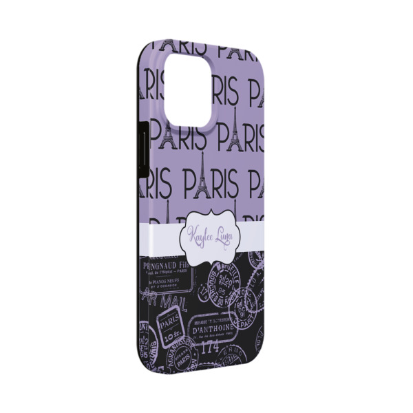 Custom Paris Bonjour and Eiffel Tower iPhone Case - Rubber Lined - iPhone 13 Mini (Personalized)